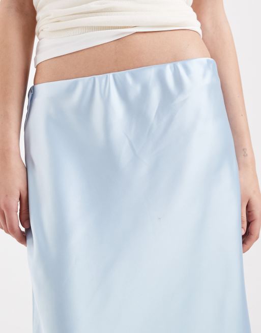 River Island satin maxi skirt in light blue, 4 of 5