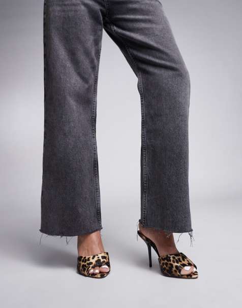 River Island satin mule heel in leopard print - view 1