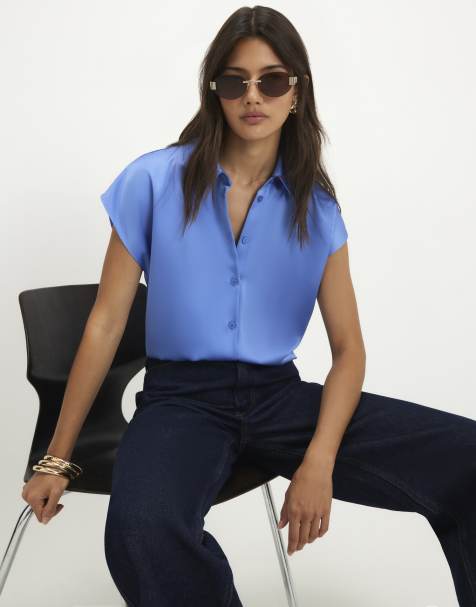 River Island Satin relaxed shirt in blue - view 1
