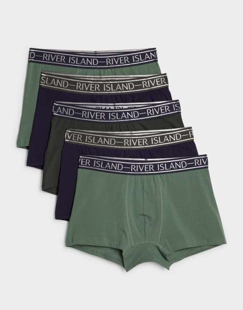 River Island Satin ri pack of 5 trunks in navy - view 1