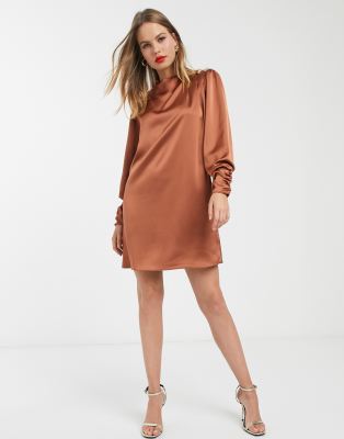 copper satin dress