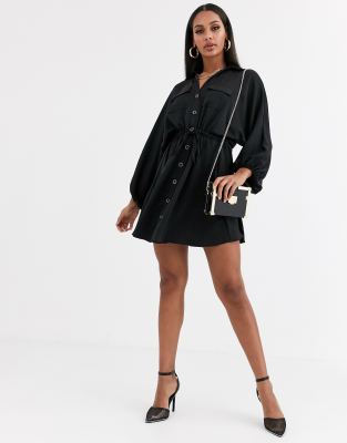 river island black satin dress