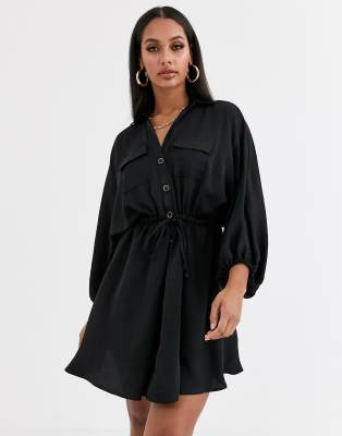 river island black satin dress