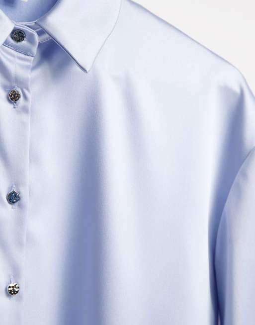 River Island satin short sleeved shirt in blue - part of a set, 4 of 4