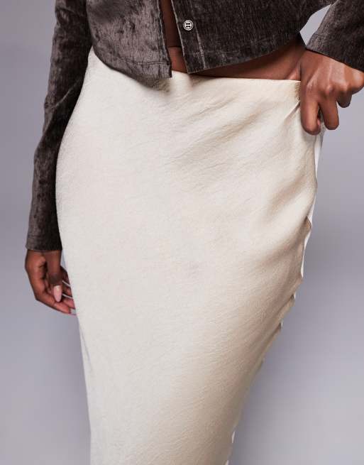 River Island satin skirt with lace detail in beige, 5 of 5