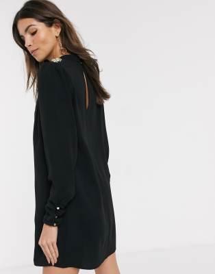 river island black satin dress