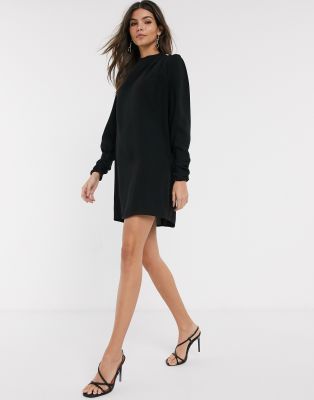 river island black satin dress