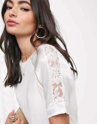 white satin top with lace