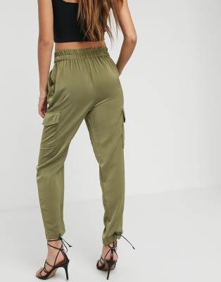 satin utility jogger