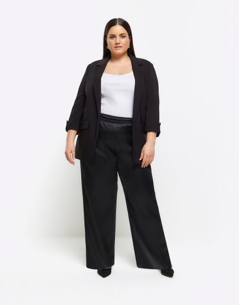 River Island satin wide leg pants in black - view 1
