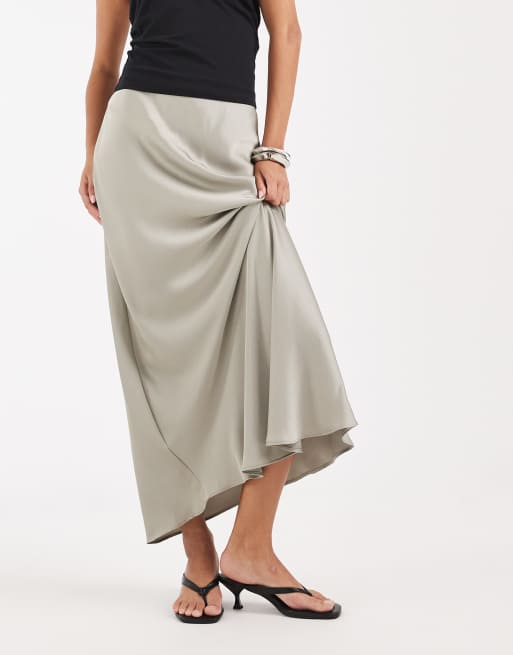 River Island – Satynowa spódnica maxi w kolorze khaki, 2 z 5
