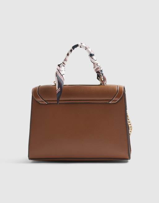 River Island Scarf handle tote bag in tan, 2 of 4