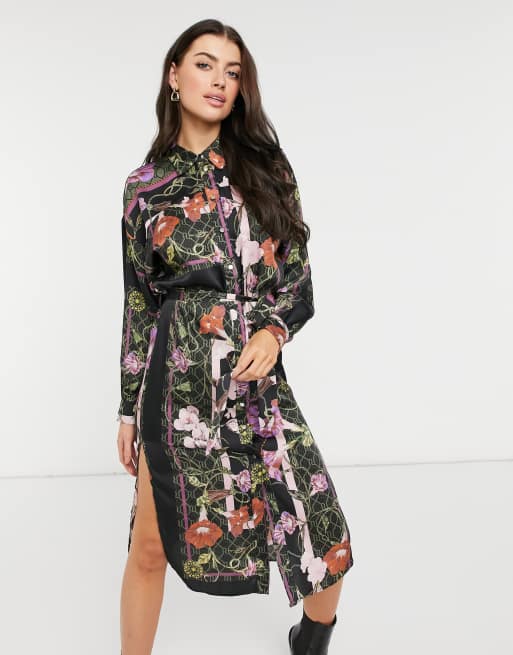 Scarf print 2025 shirt dress