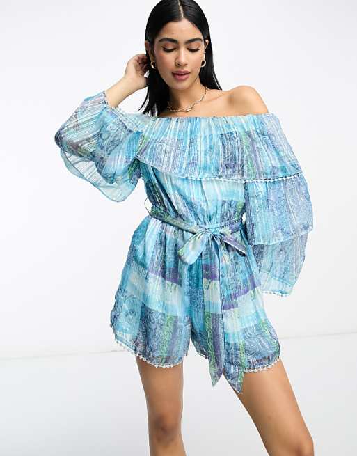 Blue Bell Tie Waist Romper Blue Bell Tie Waist Romper