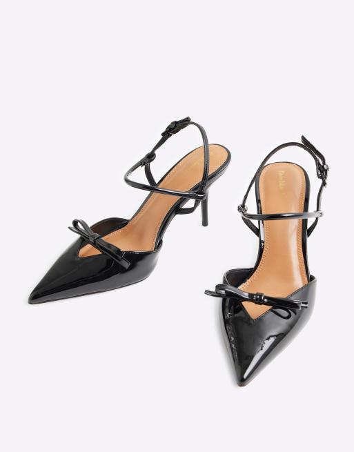 River Island - Scarpe con tacco nere con fiocco e cinturino posteriore, 2 di 4