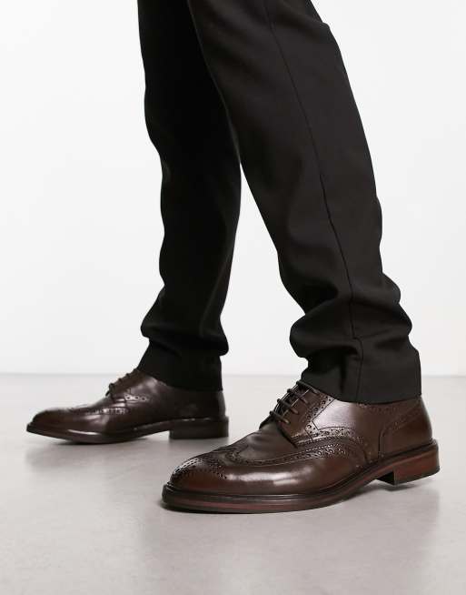 River Island - Scarpe derby brogue marrone scuro