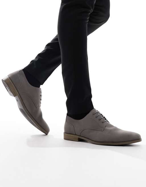 River Island - Scarpe derby grigie a pianta larga in camoscio