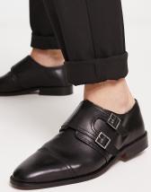 Dune London - Scarpe con fibbie doppie con doppie fascette nero lucido