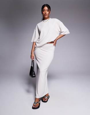 River Island - Schlichter Maxirock aus Scuba-Stoff in Cremeweiß-Neutral