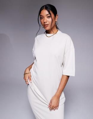 River Island - Schlichtes Oversize-T-Shirt in Cremeweiß-Neutral