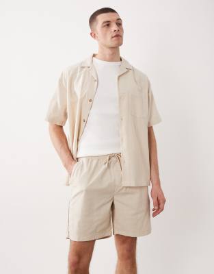 Schlupfshorts in hellem Steinbeige-Neutral Neutral S