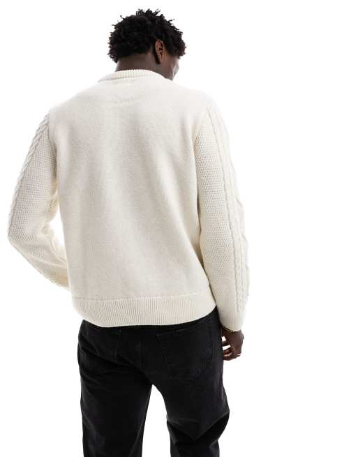 River Island – Schmal geschnittener Pullover in Ecru mit