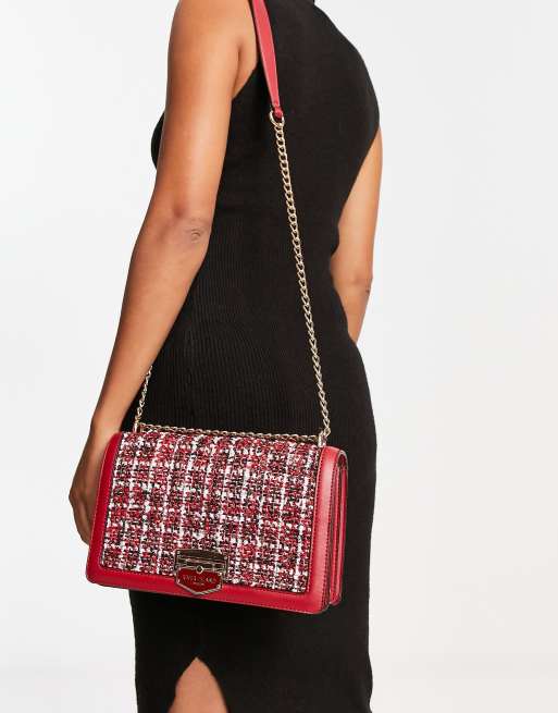 River Island - Schoudertas met bouclé in rood