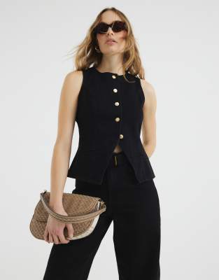 Thumbnail - River Island - Schwarze Jeansweste