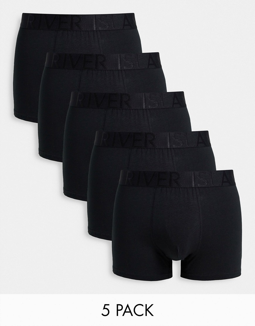 River Island – Schwarze Unterhosen im 5er-Pack günstig online kaufen