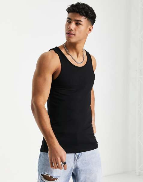 River Island – Schwarzes Trägershirt in Muskelform - view 1