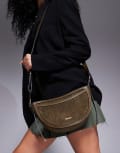 River Island scoop crossbody bag in khaki-Green