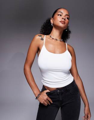 River Island scoop neck cami top in white - view 1