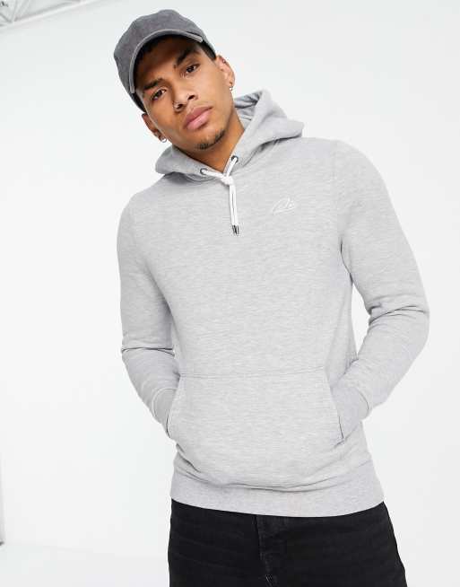 River Island script muscle fit hoodie in grey