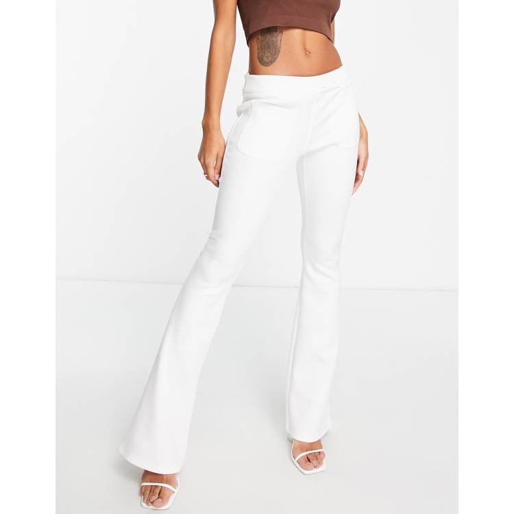 River Island scuba flare pants in white