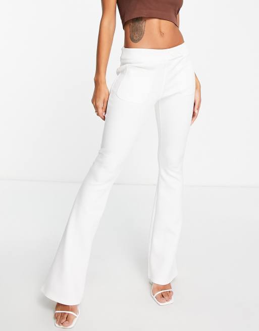 River Island scuba flare pants in white | ASOS