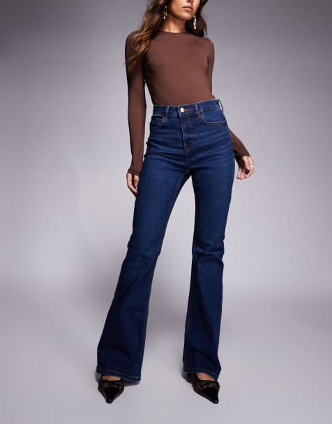 River Island sculpt flare jeans in dark denim - view 1
