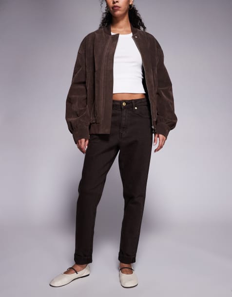 River Island sculpt mom jeans in brown - view 1