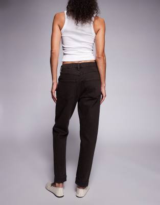 River Island Sculpt Mom Jeans In Brown