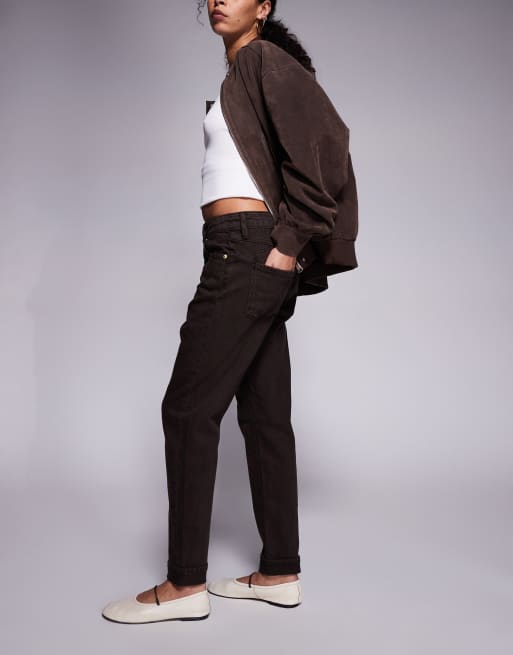 River Island sculpt mom jeans in brown, 3 of 5