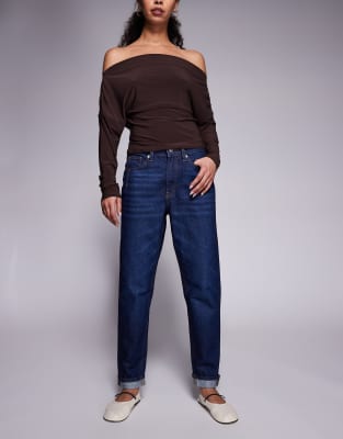 River Island Sculpt Mom Jeans In Blue