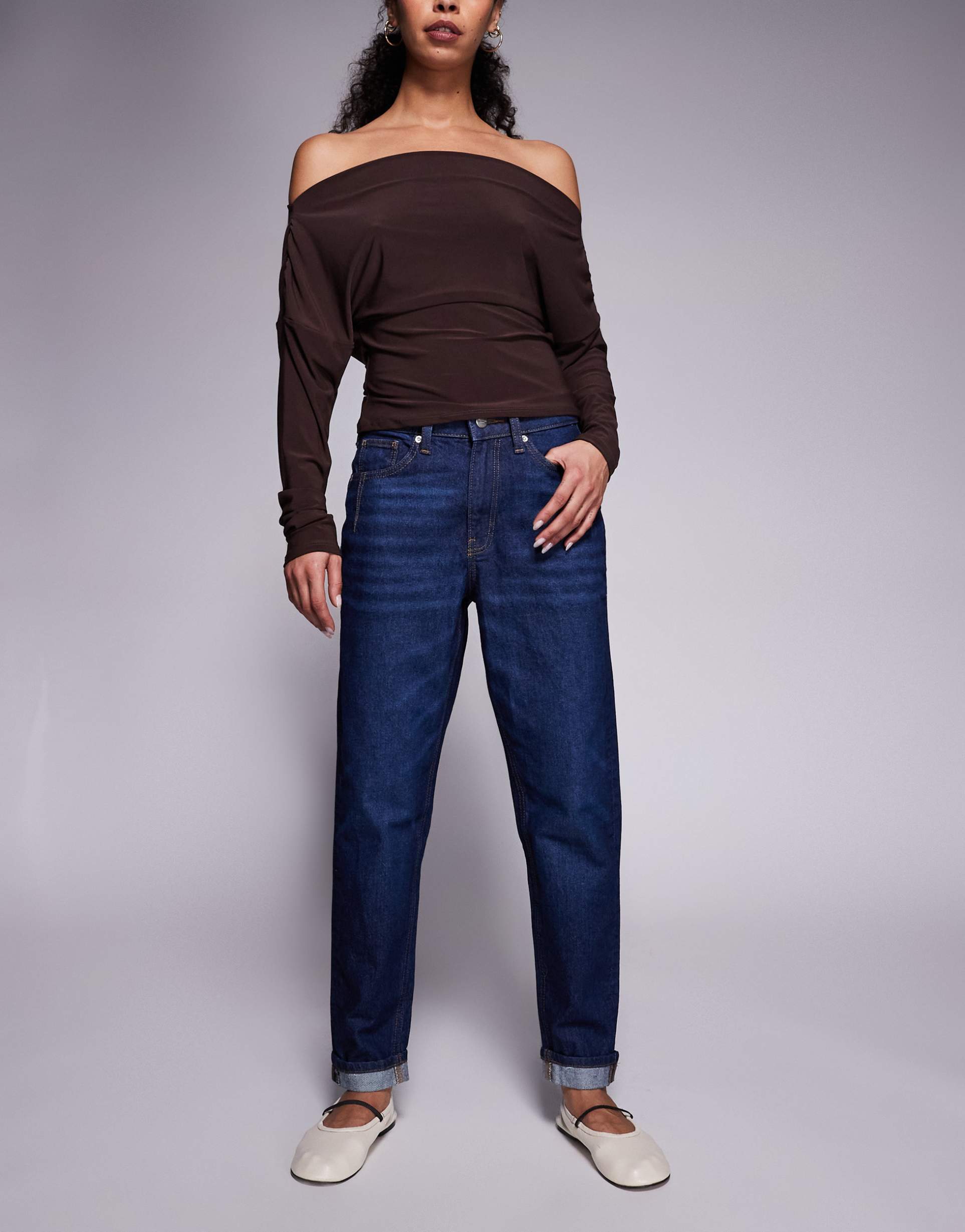 river island sculpt mom jeans in dark denim