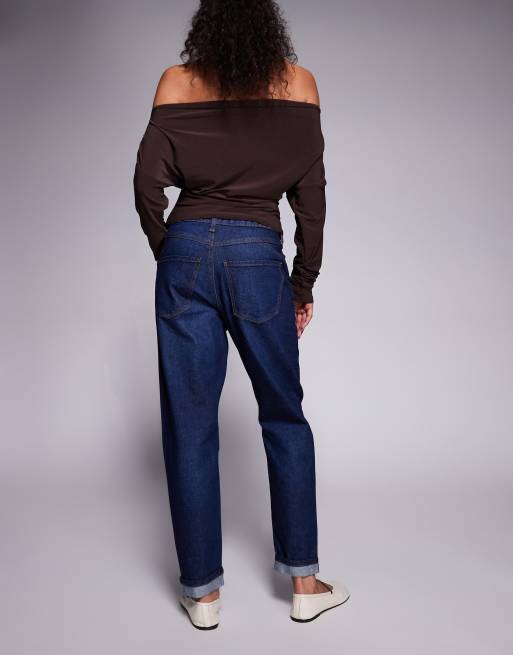 River Island sculpt mom jeans in dark denim , 2 of 5