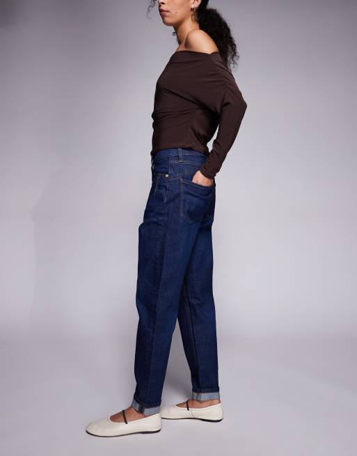 River Island sculpt mom jeans in dark denim , 3 of 5