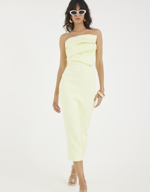 River Island Sculpted bandeau tailored midi dress in lime