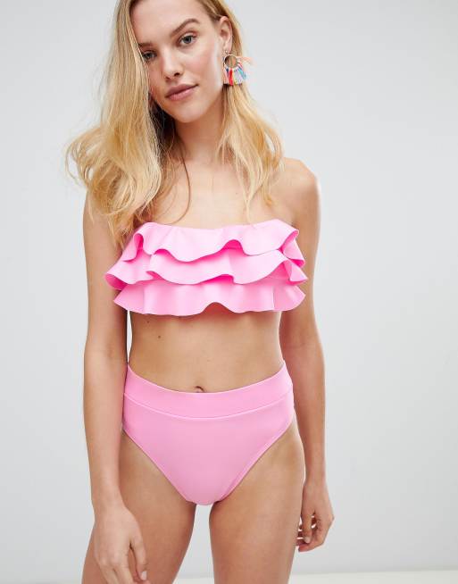 River Island – Sculptural – Trägerloser Bikini mit Rüschenbesatz, 2 von 3