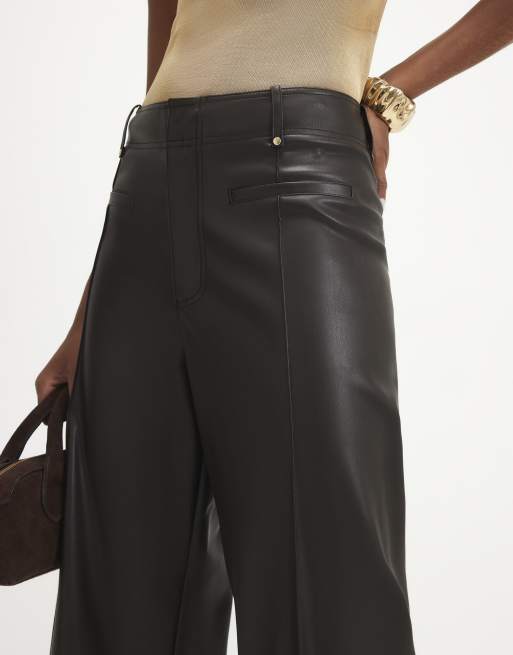 River Island Seam detail cropped trousers in brown - dark, 2 of 4