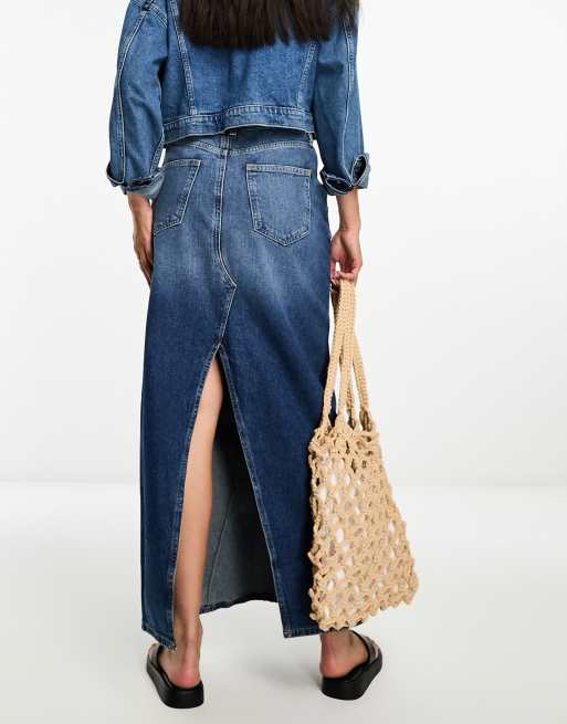 Denim maxi skirt outlet river island