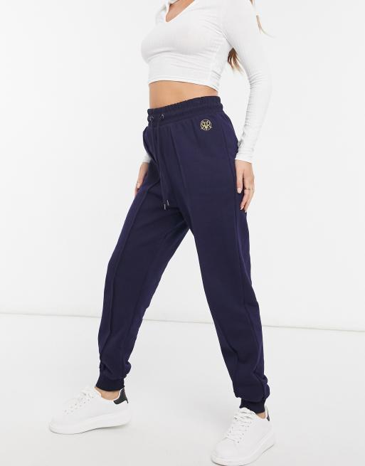 River Island seam detail sweatpants in navy