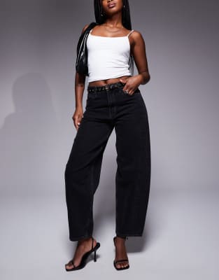RIVER ISLAND SEAMED BARREL JEANS