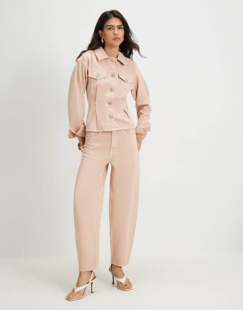 River Island Seamed barrel leg jeans in pink - view 1
